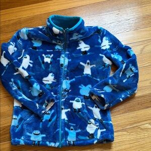 Blue Fleece Jacket with Snowman Pattern